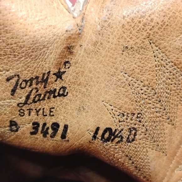 Tony Lama Buckaroo Cowboy Boots B3491 Brown Black Leather Size 10.5D - Picture 9 of 9